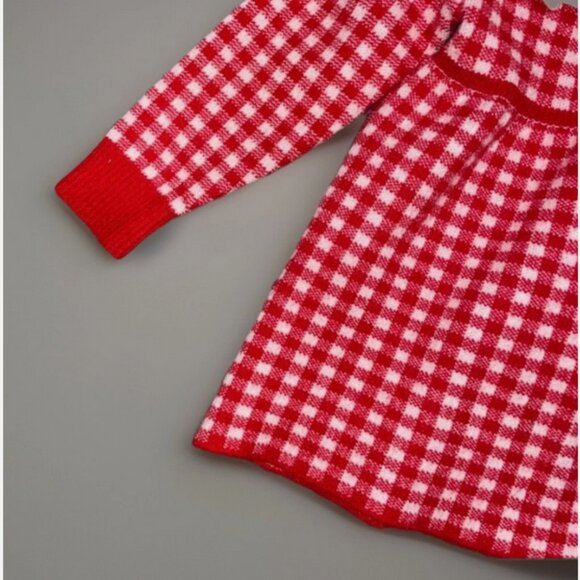 Vintage Infant Girl's Sweater Dress Red White/ Kitty 6-9 Months Cashmere Blend - Picture 9 of 13